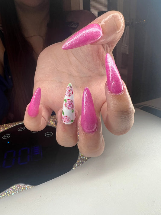 Sparkling Florals-  Stiletto Medium
